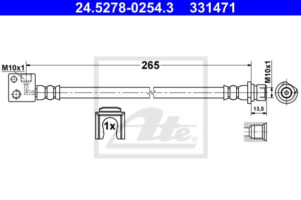 Bremsschlauch Hinterachse links innen ATE 24.5278-0254.3 von ATE