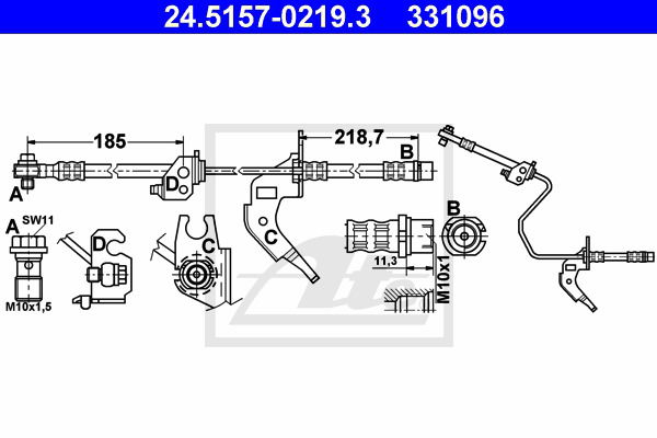 Bremsschlauch Hinterachse rechts ATE 24.5157-0219.3 von ATE