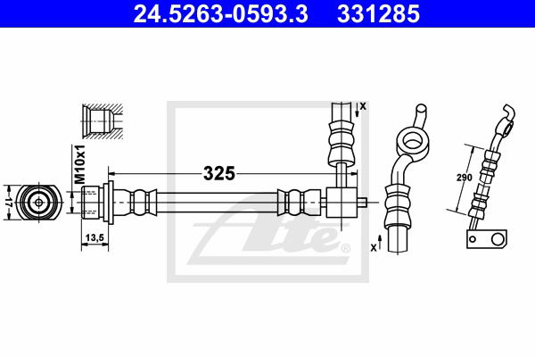 Bremsschlauch Hinterachse rechts ATE 24.5263-0593.3 von ATE