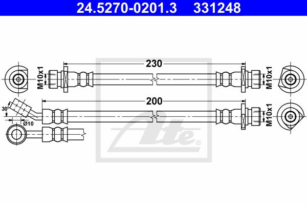 Bremsschlauch Hinterachse rechts ATE 24.5270-0201.3 von ATE