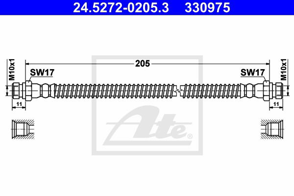 Bremsschlauch Hinterachse rechts ATE 24.5272-0205.3 von ATE