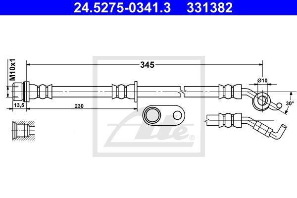 Bremsschlauch Hinterachse rechts ATE 24.5275-0341.3 von ATE