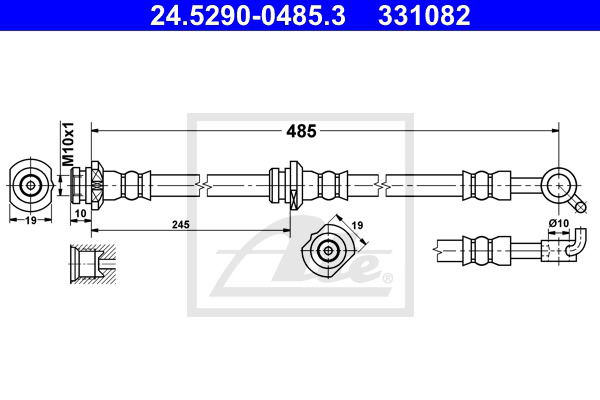 Bremsschlauch Hinterachse rechts ATE 24.5290-0485.3 von ATE