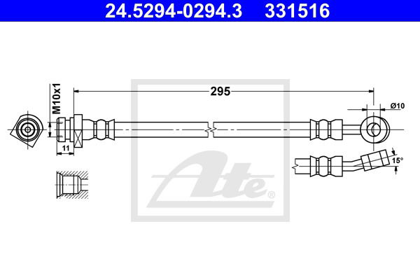 Bremsschlauch Hinterachse rechts ATE 24.5294-0294.3 von ATE