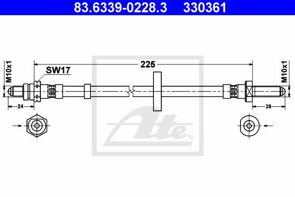 Bremsschlauch Hinterachse rechts ATE 83.6339-0228.3 von ATE