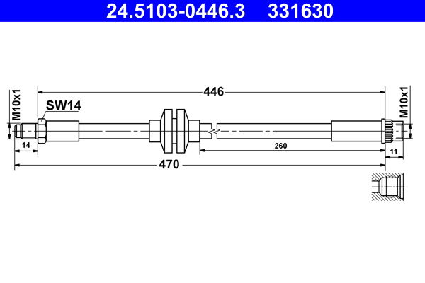 Bremsschlauch Vorderachse ATE 24.5103-0446.3 von ATE