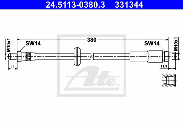 Bremsschlauch Vorderachse ATE 24.5113-0380.3 von ATE