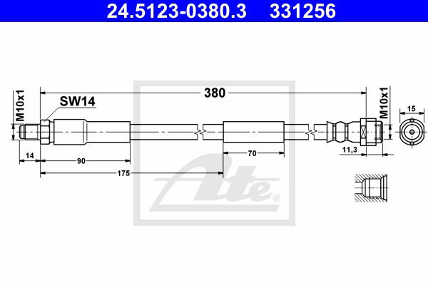 Bremsschlauch Vorderachse ATE 24.5123-0380.3 von ATE