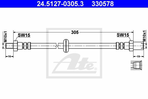 Bremsschlauch Vorderachse ATE 24.5127-0305.3 von ATE