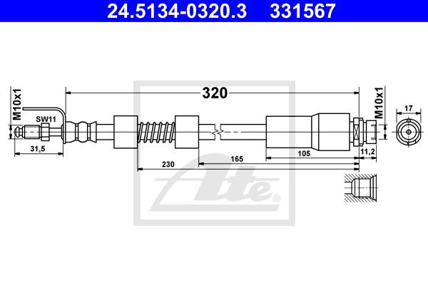 Bremsschlauch Vorderachse ATE 24.5134-0320.3 von ATE