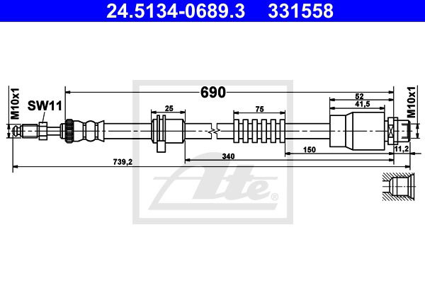 Bremsschlauch Vorderachse ATE 24.5134-0689.3 von ATE