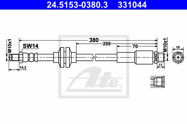 Bremsschlauch Vorderachse ATE 24.5153-0380.3 von ATE