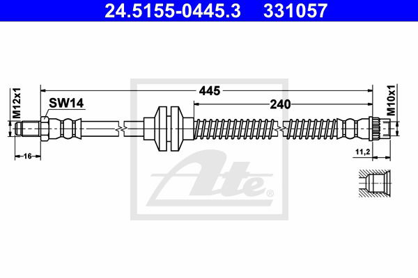 Bremsschlauch Vorderachse ATE 24.5155-0445.3 von ATE