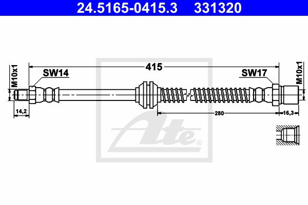 Bremsschlauch Vorderachse ATE 24.5165-0415.3 von ATE