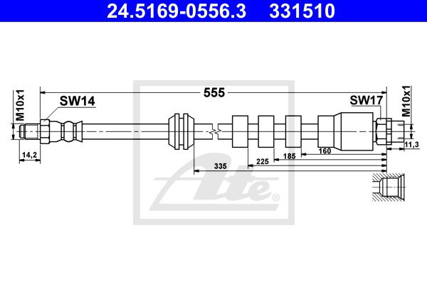 Bremsschlauch Vorderachse ATE 24.5169-0556.3 von ATE