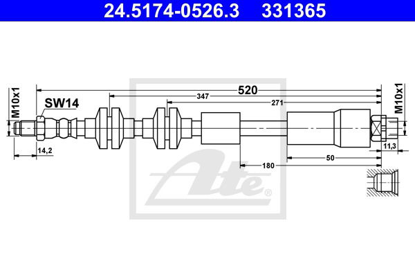 Bremsschlauch Vorderachse ATE 24.5174-0526.3 von ATE