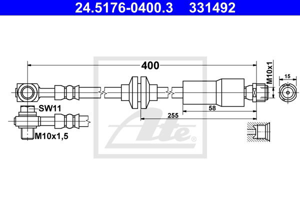 Bremsschlauch Vorderachse ATE 24.5176-0400.3 von ATE