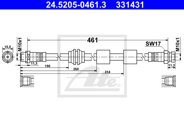 Bremsschlauch Vorderachse ATE 24.5205-0461.3 von ATE