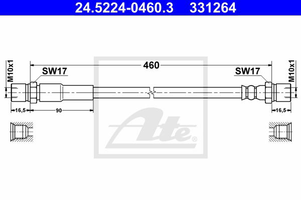 Bremsschlauch Vorderachse ATE 24.5224-0460.3 von ATE