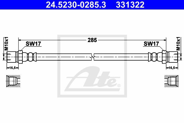 Bremsschlauch Vorderachse ATE 24.5230-0285.3 von ATE