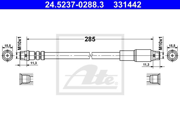 Bremsschlauch Vorderachse ATE 24.5237-0288.3 von ATE