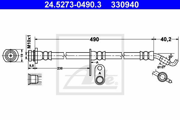 Bremsschlauch Vorderachse ATE 24.5273-0490.3 von ATE