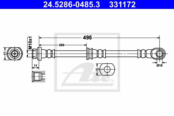 Bremsschlauch Vorderachse ATE 24.5286-0485.3 von ATE