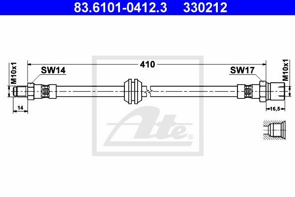 Bremsschlauch Vorderachse ATE 83.6101-0412.3 von ATE