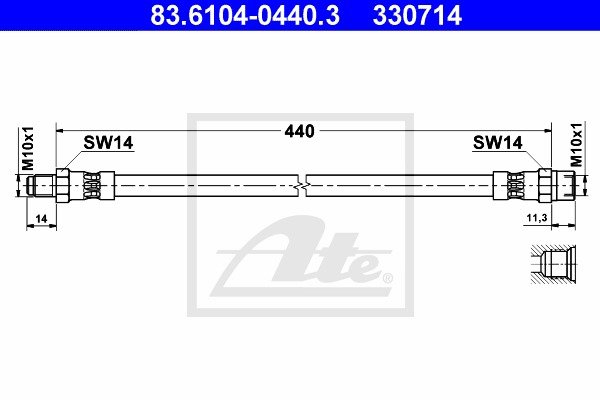 Bremsschlauch Vorderachse ATE 83.6104-0440.3 von ATE