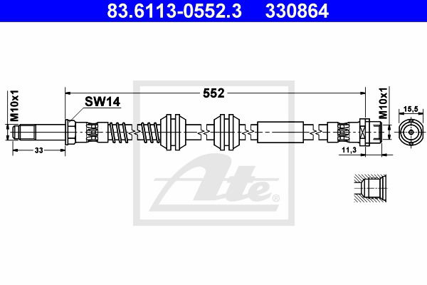 Bremsschlauch Vorderachse ATE 83.6113-0552.3 von ATE