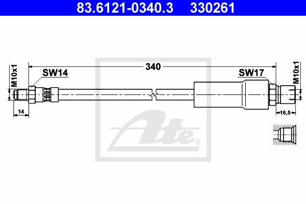 Bremsschlauch Vorderachse ATE 83.6121-0340.3 von ATE