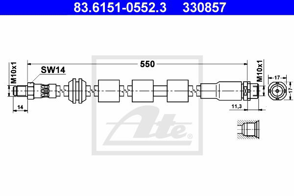 Bremsschlauch Vorderachse ATE 83.6151-0552.3 von ATE