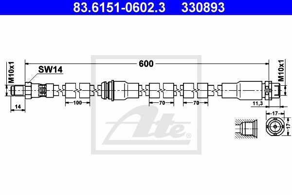 Bremsschlauch Vorderachse ATE 83.6151-0602.3 von ATE