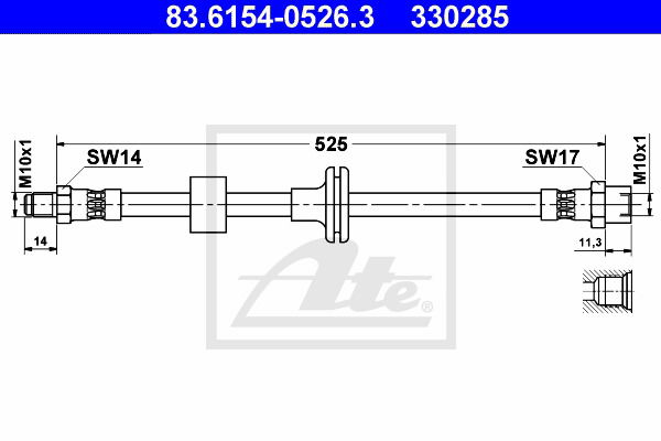 Bremsschlauch Vorderachse ATE 83.6154-0526.3 von ATE