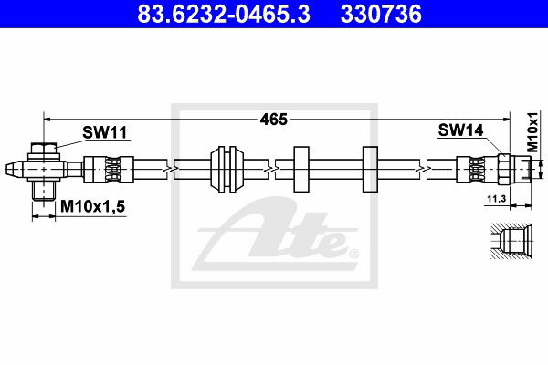 Bremsschlauch Vorderachse ATE 83.6232-0465.3 von ATE