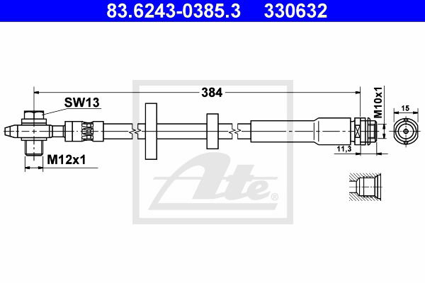 Bremsschlauch Vorderachse ATE 83.6243-0385.3 von ATE