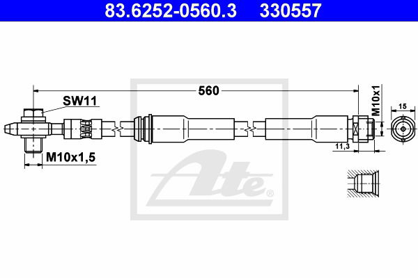 Bremsschlauch Vorderachse ATE 83.6252-0560.3 von ATE