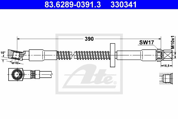 Bremsschlauch Vorderachse ATE 83.6289-0391.3 von ATE