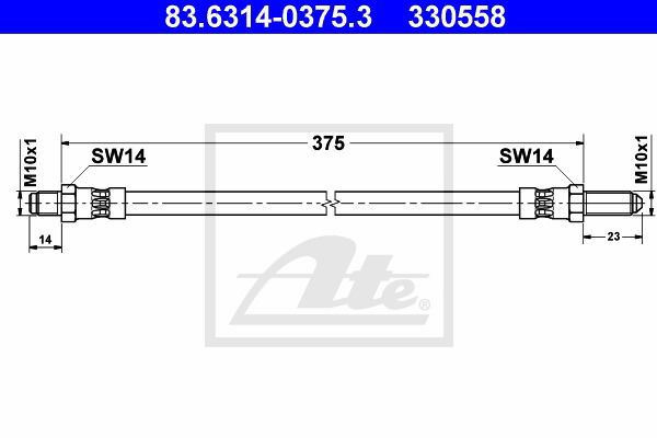 Bremsschlauch Vorderachse ATE 83.6314-0375.3 von ATE