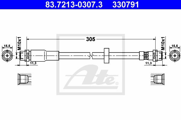 Bremsschlauch Vorderachse ATE 83.7213-0307.3 von ATE