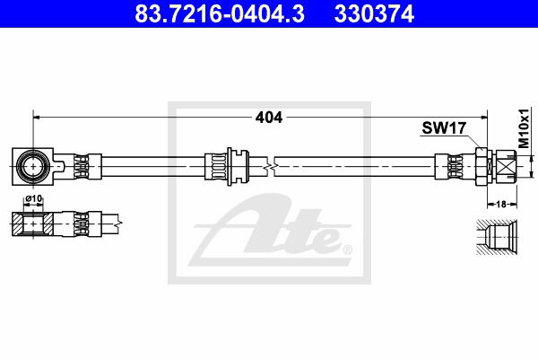 Bremsschlauch Vorderachse ATE 83.7216-0404.3 von ATE