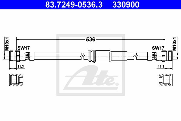 Bremsschlauch Vorderachse ATE 83.7249-0536.3 von ATE