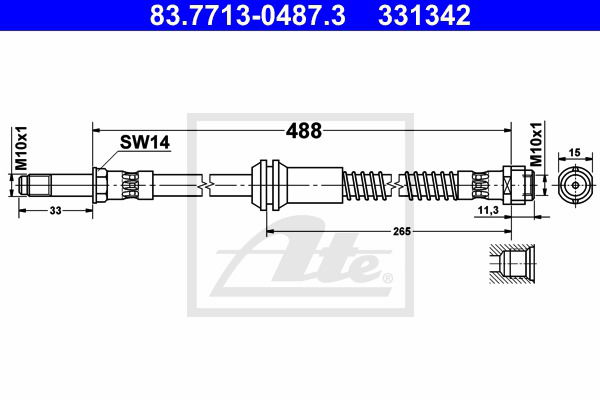 Bremsschlauch Vorderachse ATE 83.7713-0487.3 von ATE