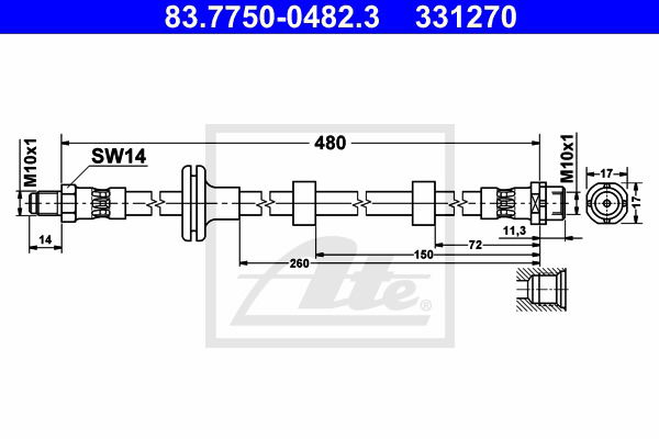 Bremsschlauch Vorderachse ATE 83.7750-0482.3 von ATE