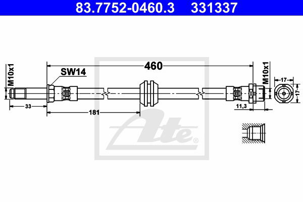 Bremsschlauch Vorderachse ATE 83.7752-0460.3 von ATE