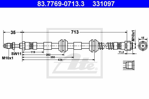 Bremsschlauch Vorderachse ATE 83.7769-0713.3 von ATE