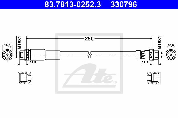 Bremsschlauch Vorderachse ATE 83.7813-0252.3 von ATE