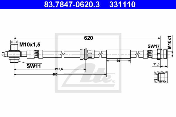 Bremsschlauch Vorderachse ATE 83.7847-0620.3 von ATE