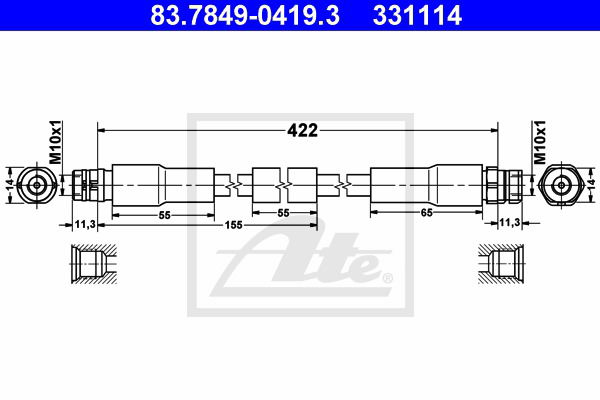 Bremsschlauch Vorderachse ATE 83.7849-0419.3 von ATE