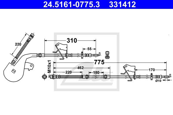 Bremsschlauch Vorderachse links ATE 24.5161-0775.3 von ATE